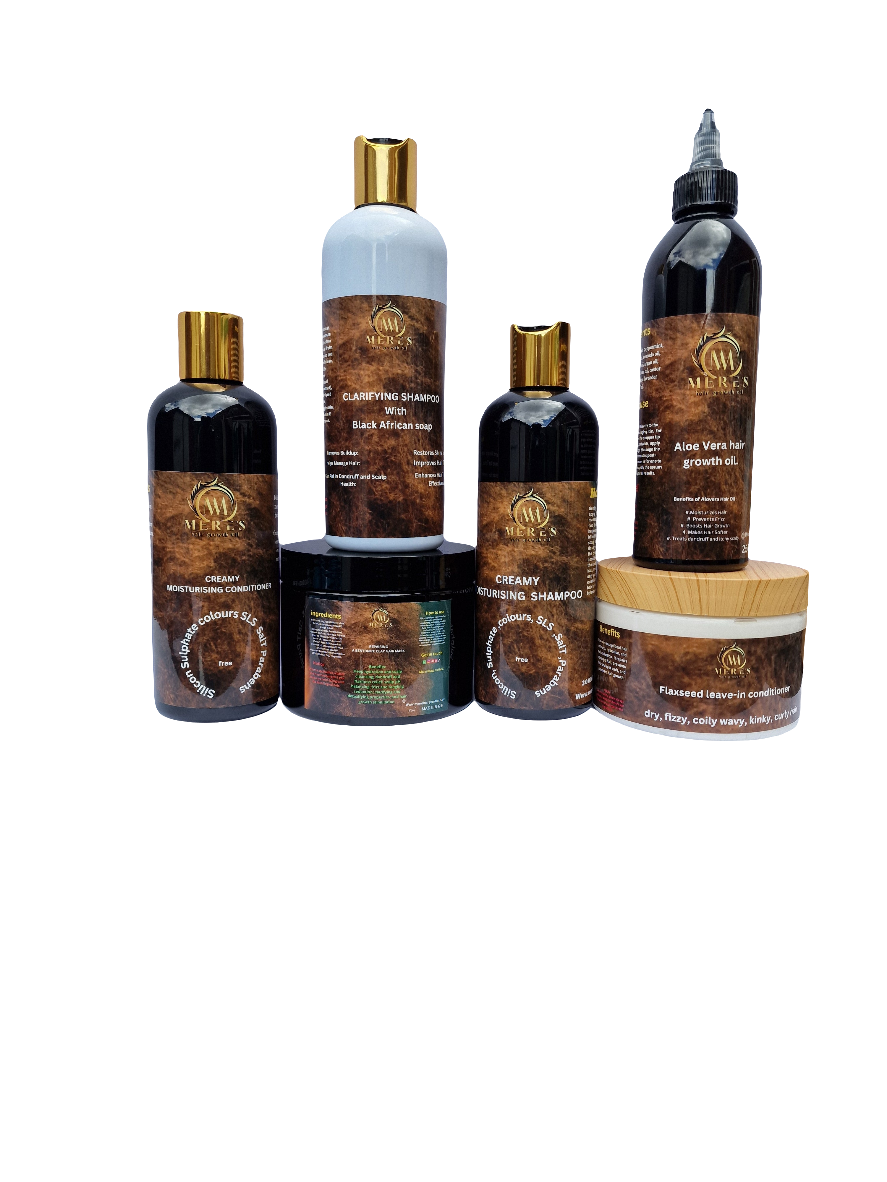The wash day routine includes clarifying shampoos and Bentonite clay. MERE&