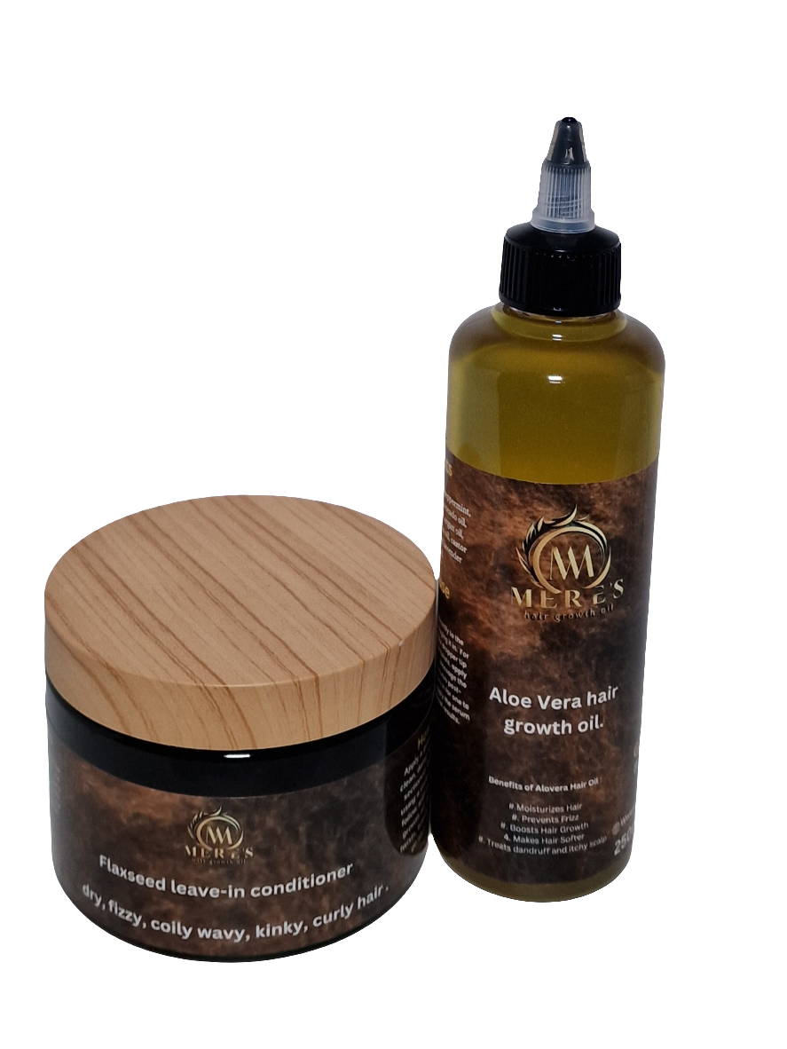 Flaxseed leave in conditioner and Alovera growth oil MERE&